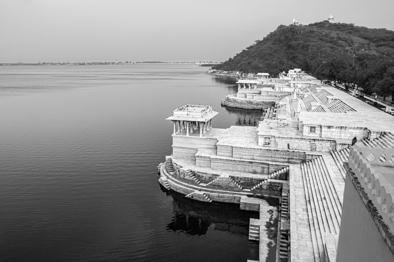 Rajsamand Lake, also known as 'Rajsamudra', and its ornamental embankment, well-known for its art and architectural grandeur - in Rajsamand district, Rajasthan